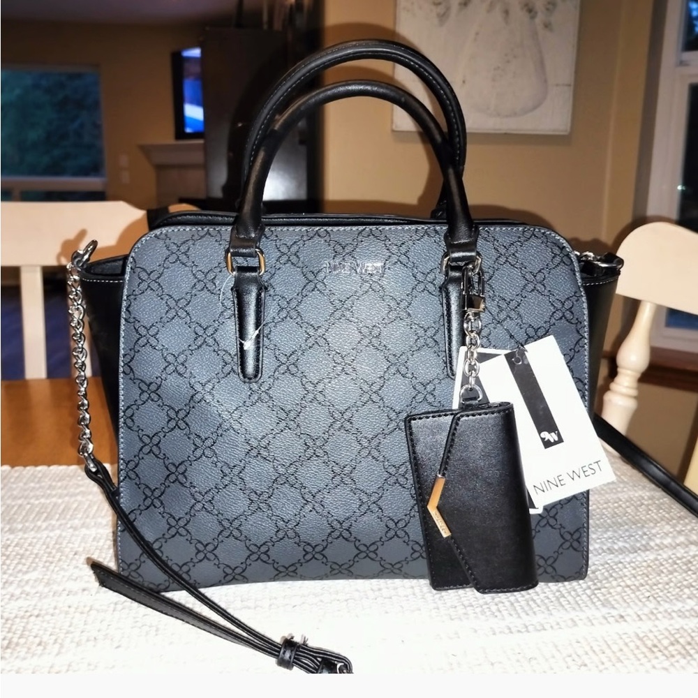Nine West Elegant Black and Gray Satchel